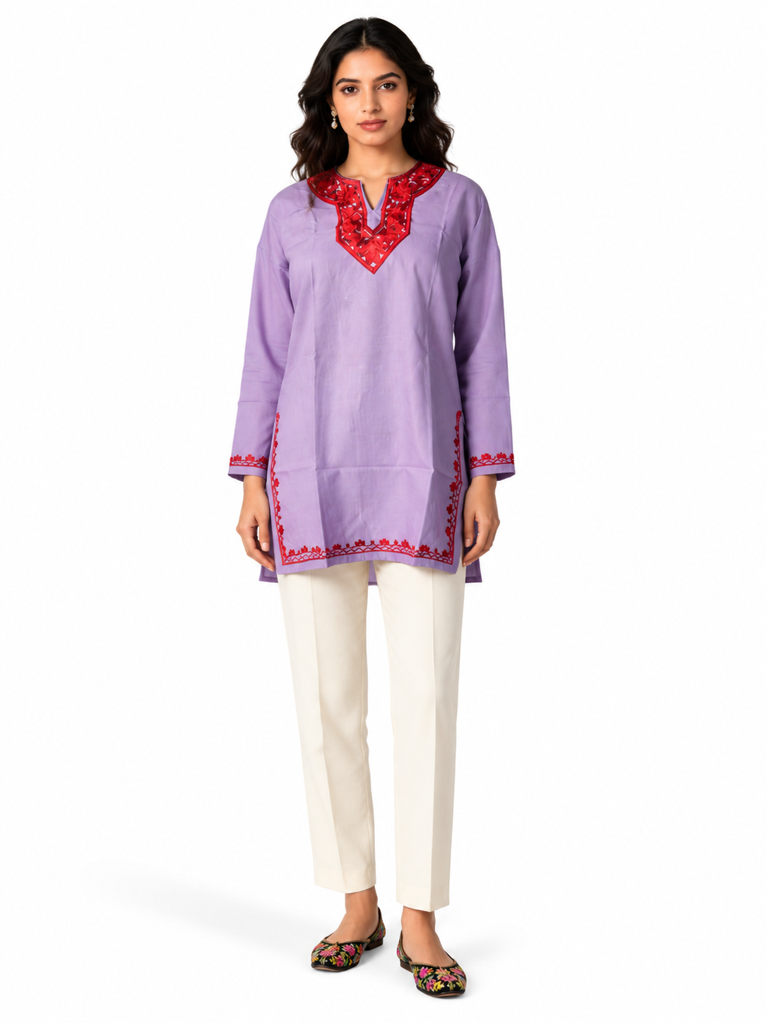 Noor : Aari embroidery summer kurti | Lavender